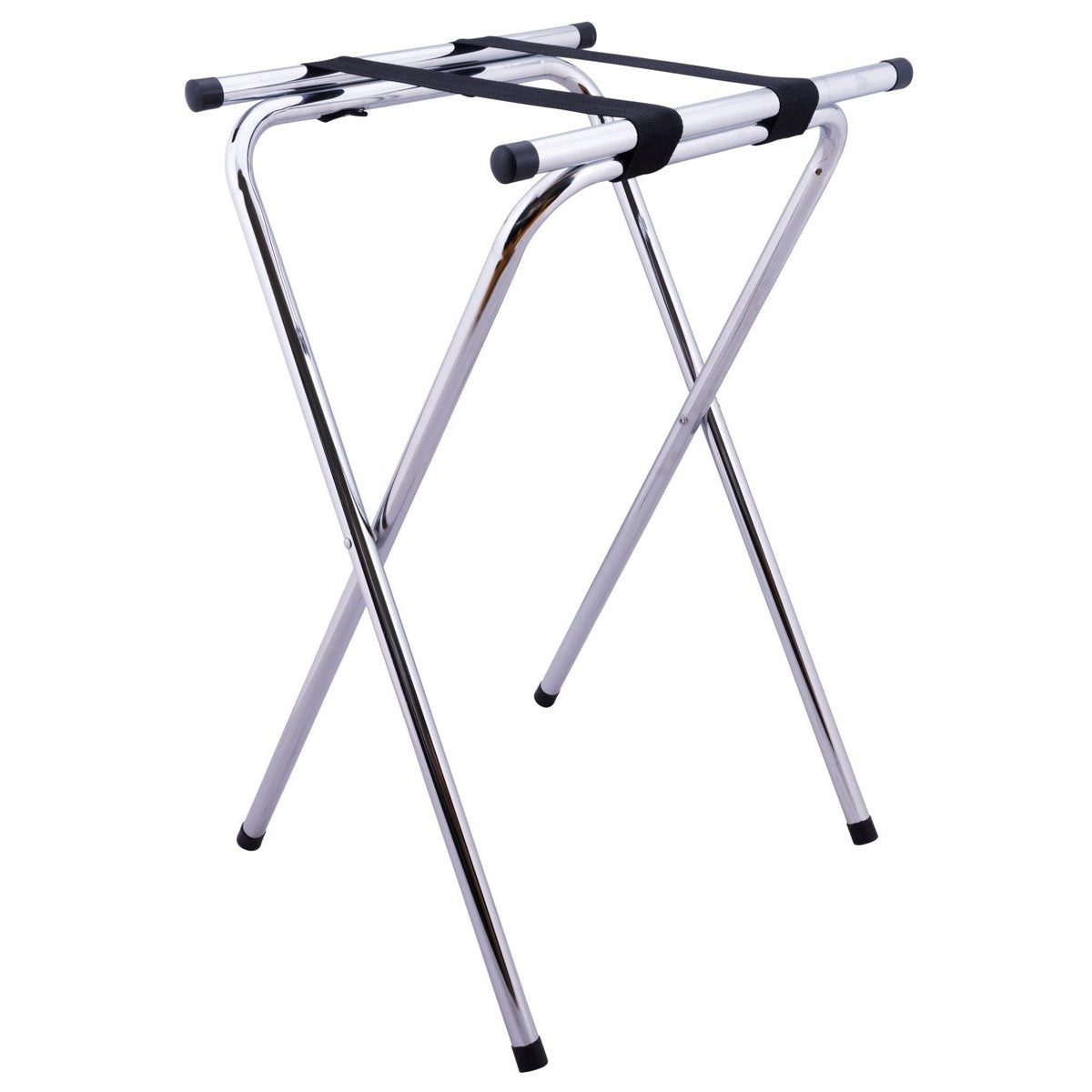 Steel Folding Tray Stand w/ Chrome Finish & Heavy Tubular Steel